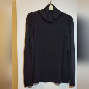 Small LOFT Women's Black Funnel Neck Fine Knit Sweater Long Sleeve
